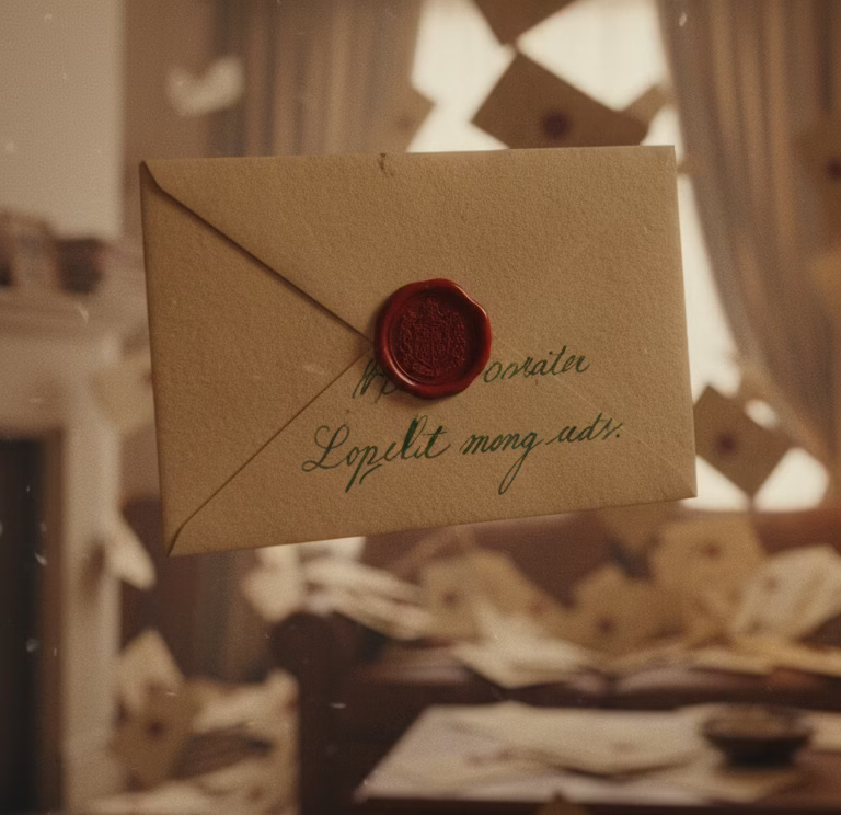 Listy z Hogwartu wlatujące do salon Dursleyów – scena z filmu Harry Potter i Kamień Filozoficzny